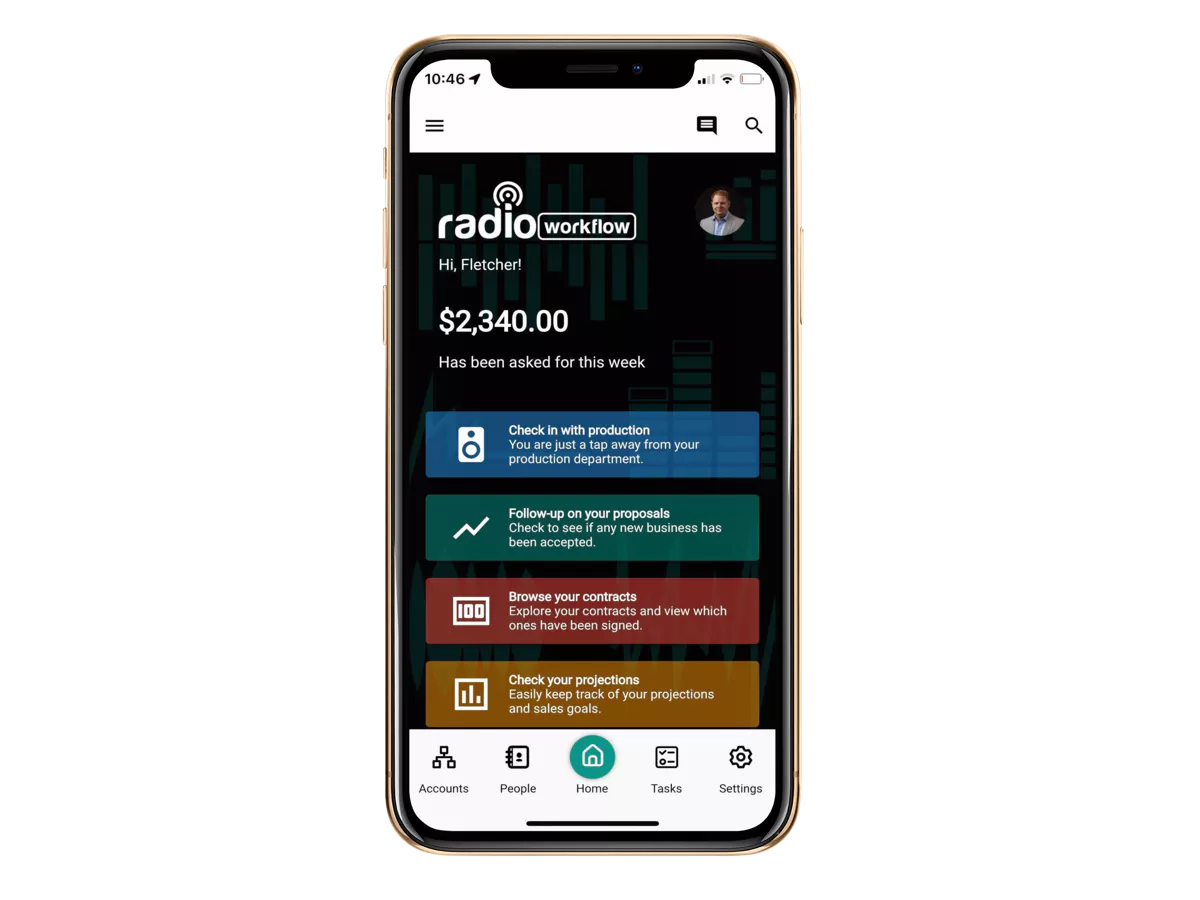 image of radio workflow app for sales people